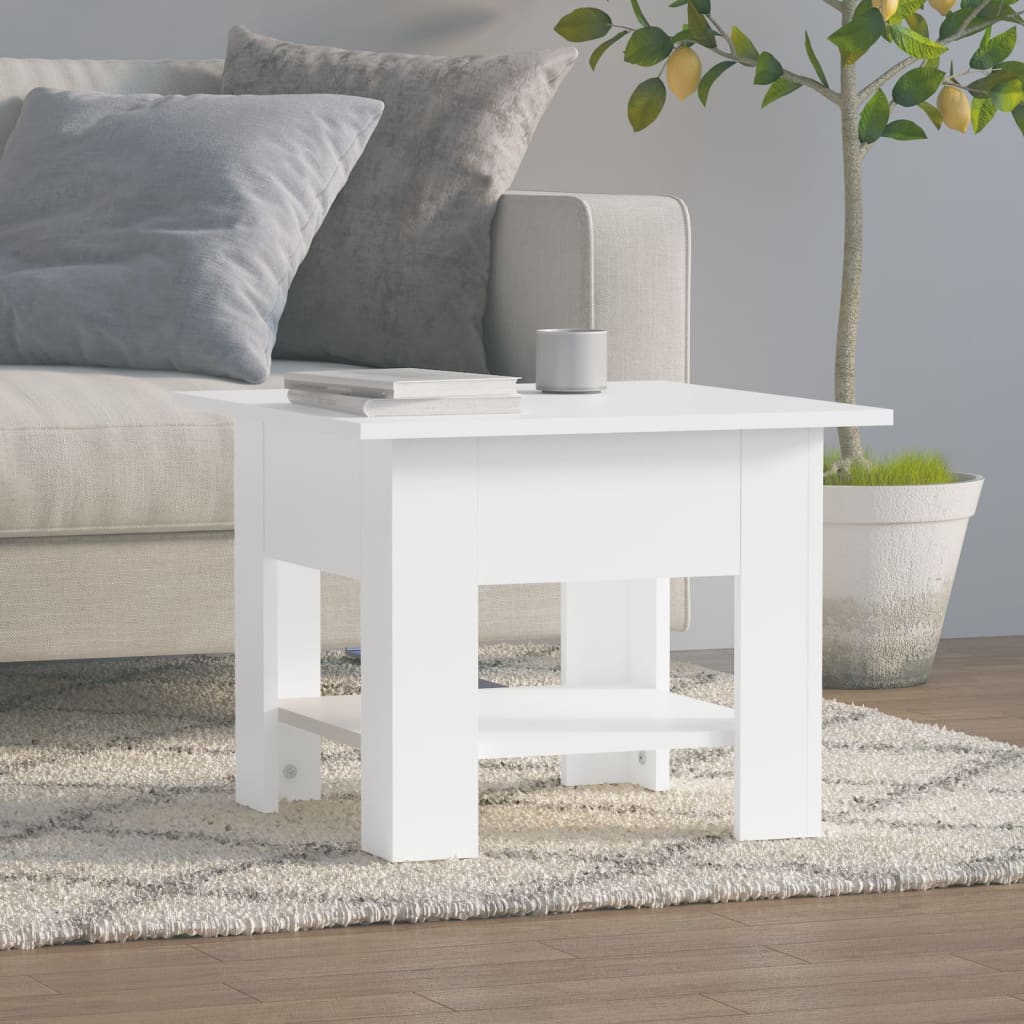 Vetonek Mesa de centro madera contrachapada blanco 55x55x42 cm