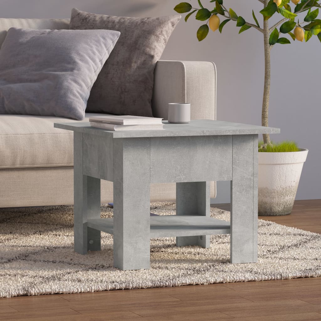 Vetonek Mesa de centro madera contrachapada gris hormigón 55x55x42 cm