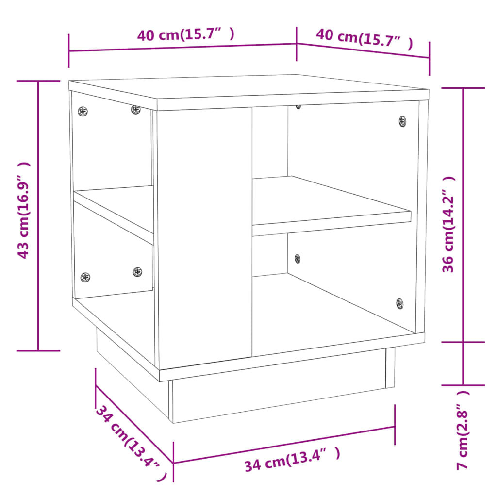 Mesa de centro madera de ingeniería roble Sonoma 40x40x43 cm vidaXL