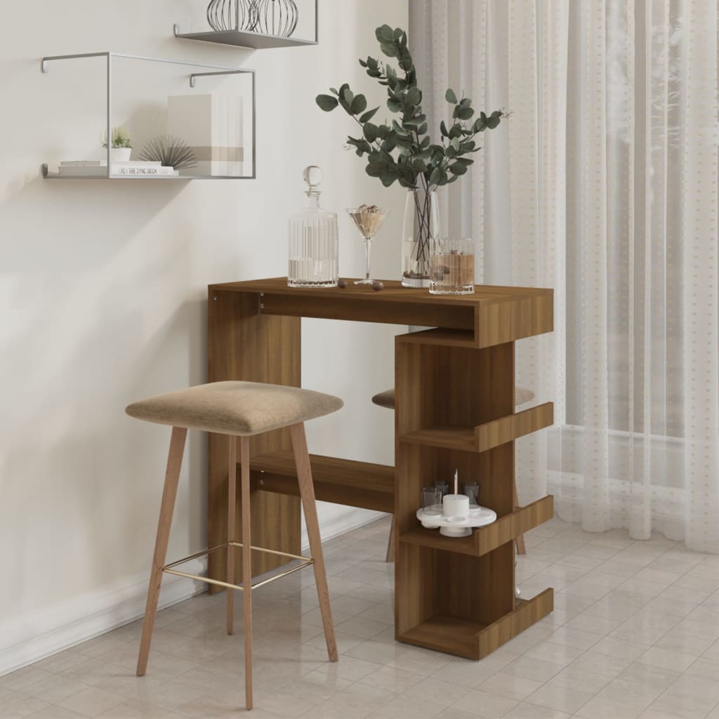 High table with brown shelf 100x50x101.5 cm