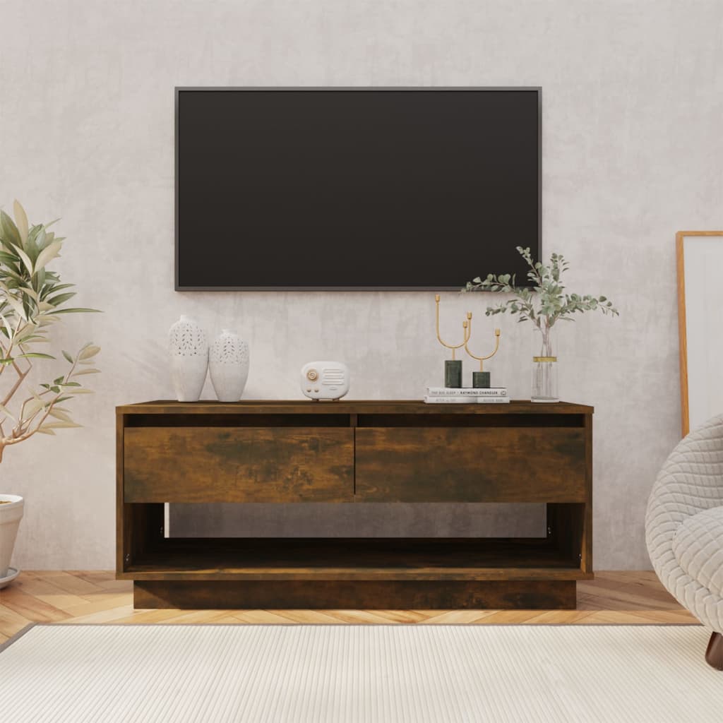 Vetonek Mueble de TV madera de ingeniería roble ahumado 102x41x44 cm