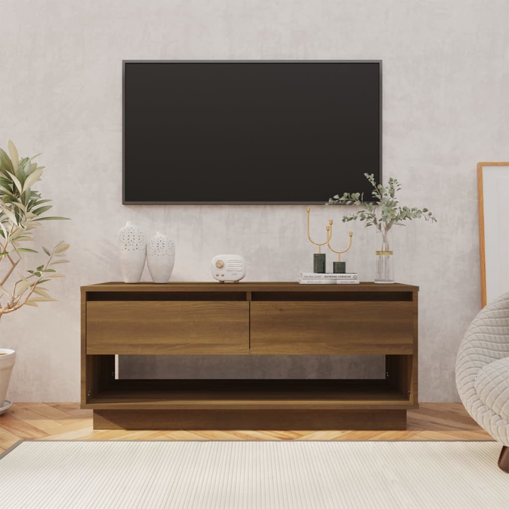 Vetonek Mueble de TV madera de ingeniería marrón roble 102x41x44 cm