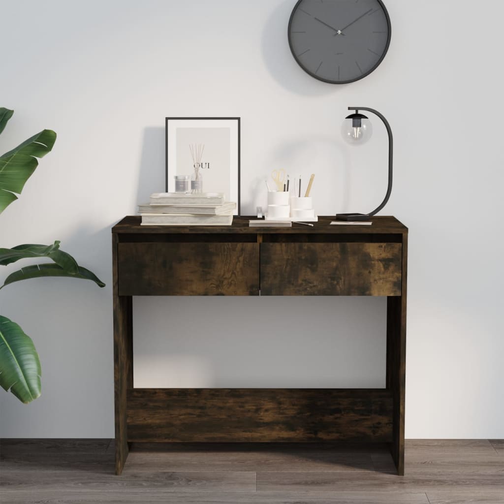 Smoked oak engine wood console 89x41x76.5 cm