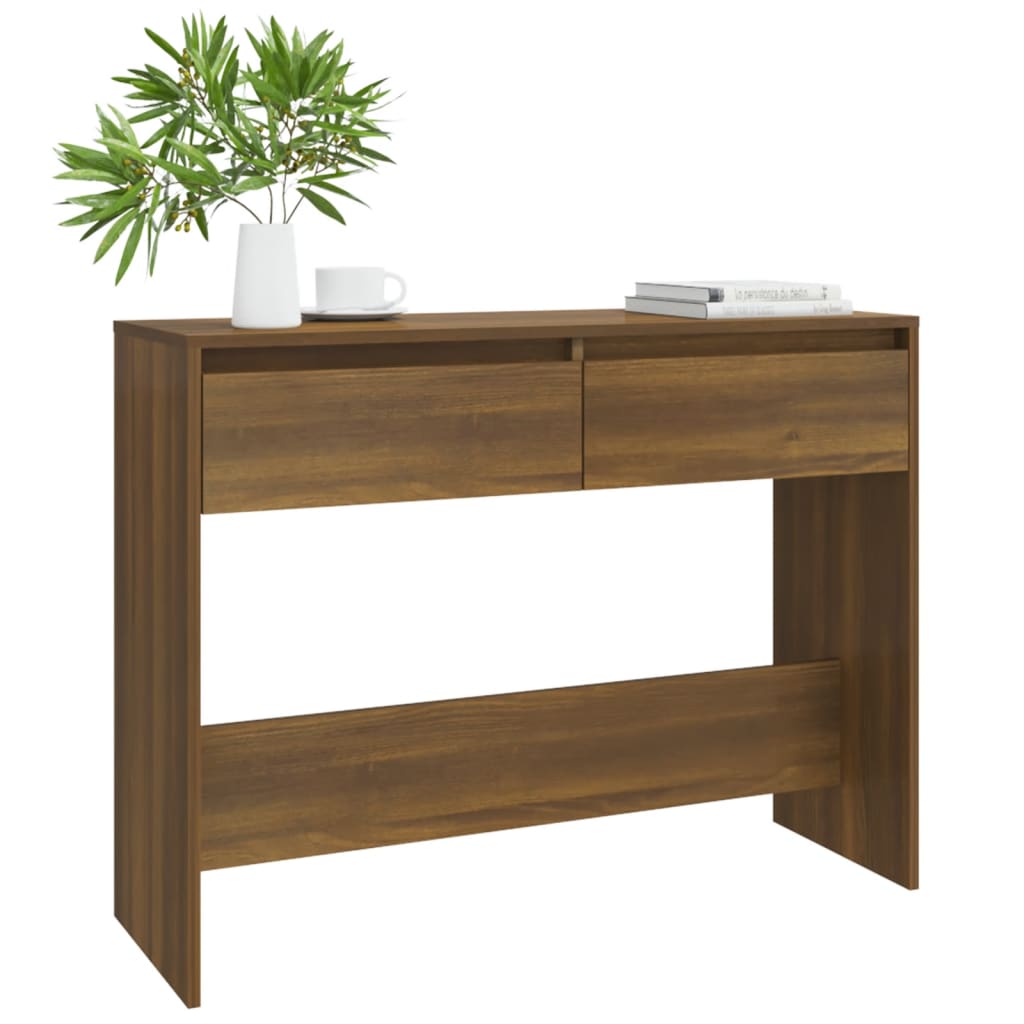 Mesa consola madera de ingeniería marrón roble 100x35x76,5 cm