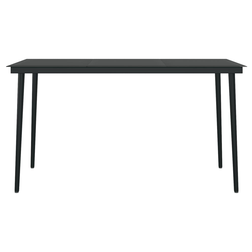 Mesa de jantar de aço preto e vidro de vidro 140x70x74 cm