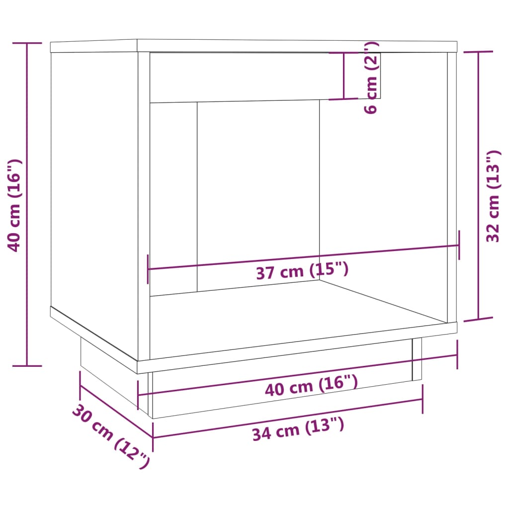 Mesita de noche de madera maciza de pino 40x30x40 cm vidaXL