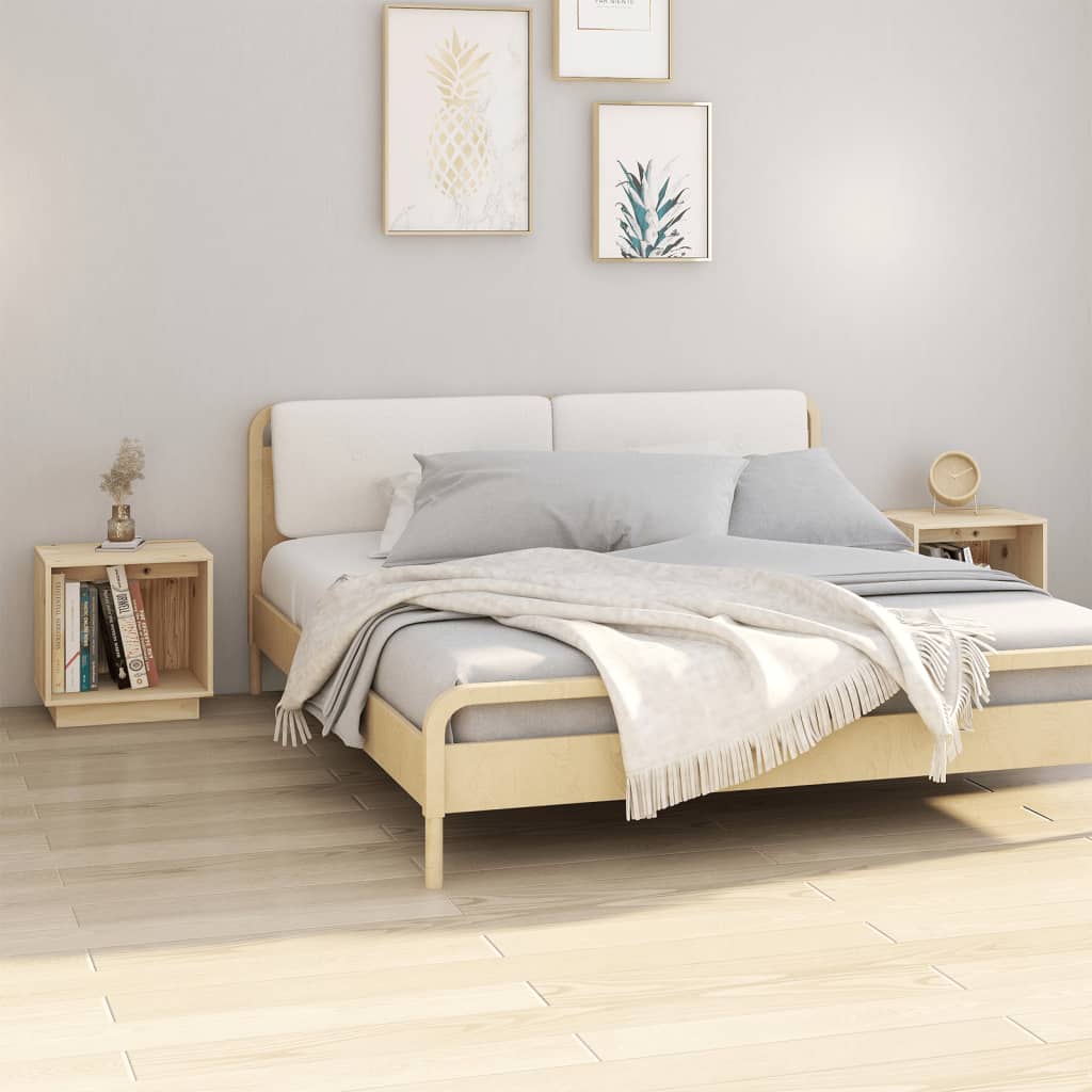 Vetonek Mesitas de noche 2 uds madera maciza de pino 40x30x40 cm