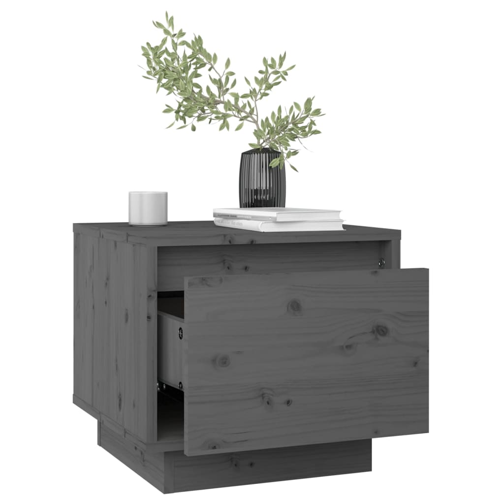 Gray pine pine wood night table 35x34x32 cm