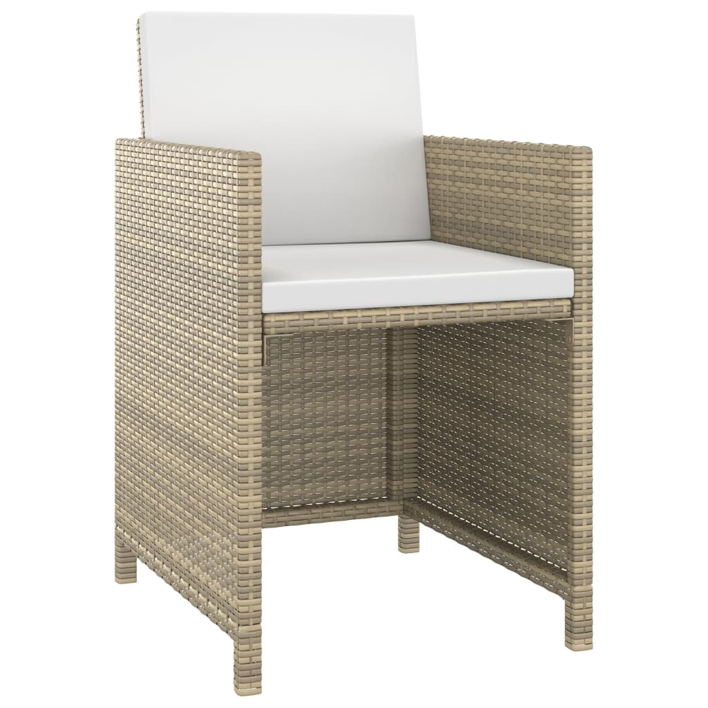 Set comedor de jardín 5 pzas con cojines ratán sintético beige