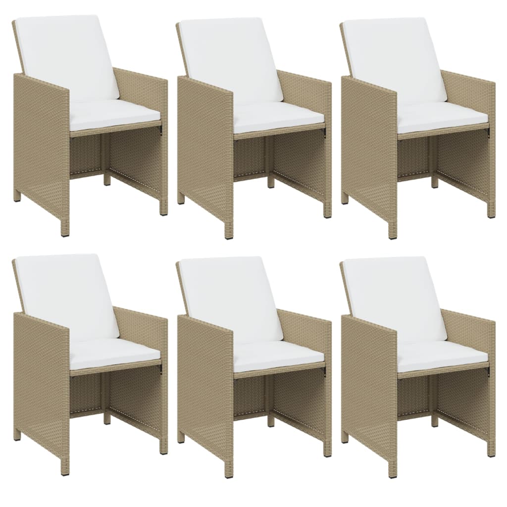 Set comedor de jardín 7 pzas con cojines ratán sintético beige vidaXL