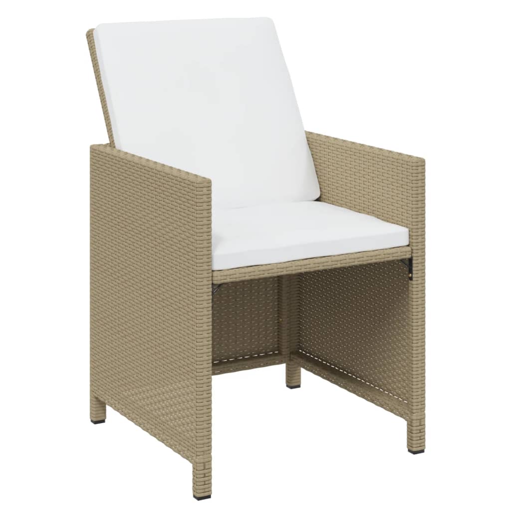 Set comedor de jardín 7 pzas con cojines ratán sintético beige vidaXL