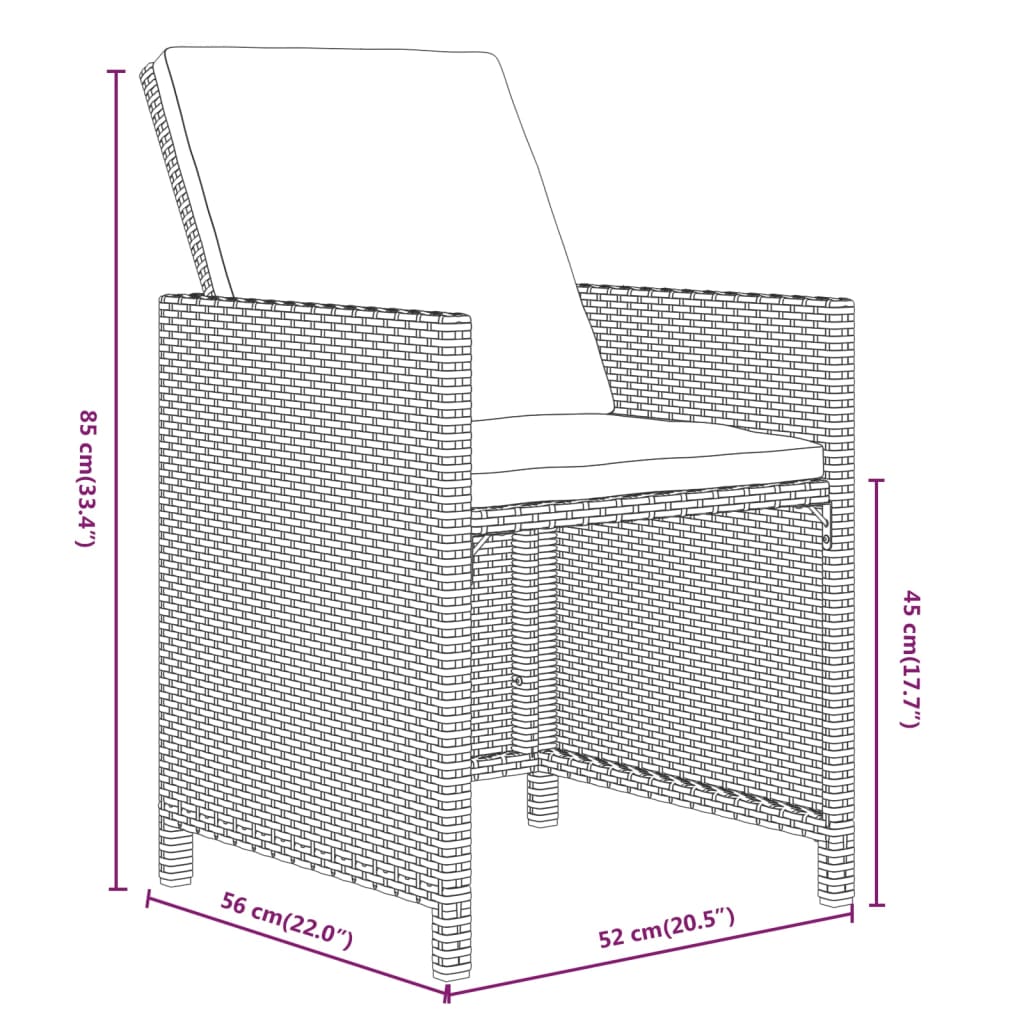 Set comedor de jardín 7 pzas con cojines ratán sintético beige vidaXL