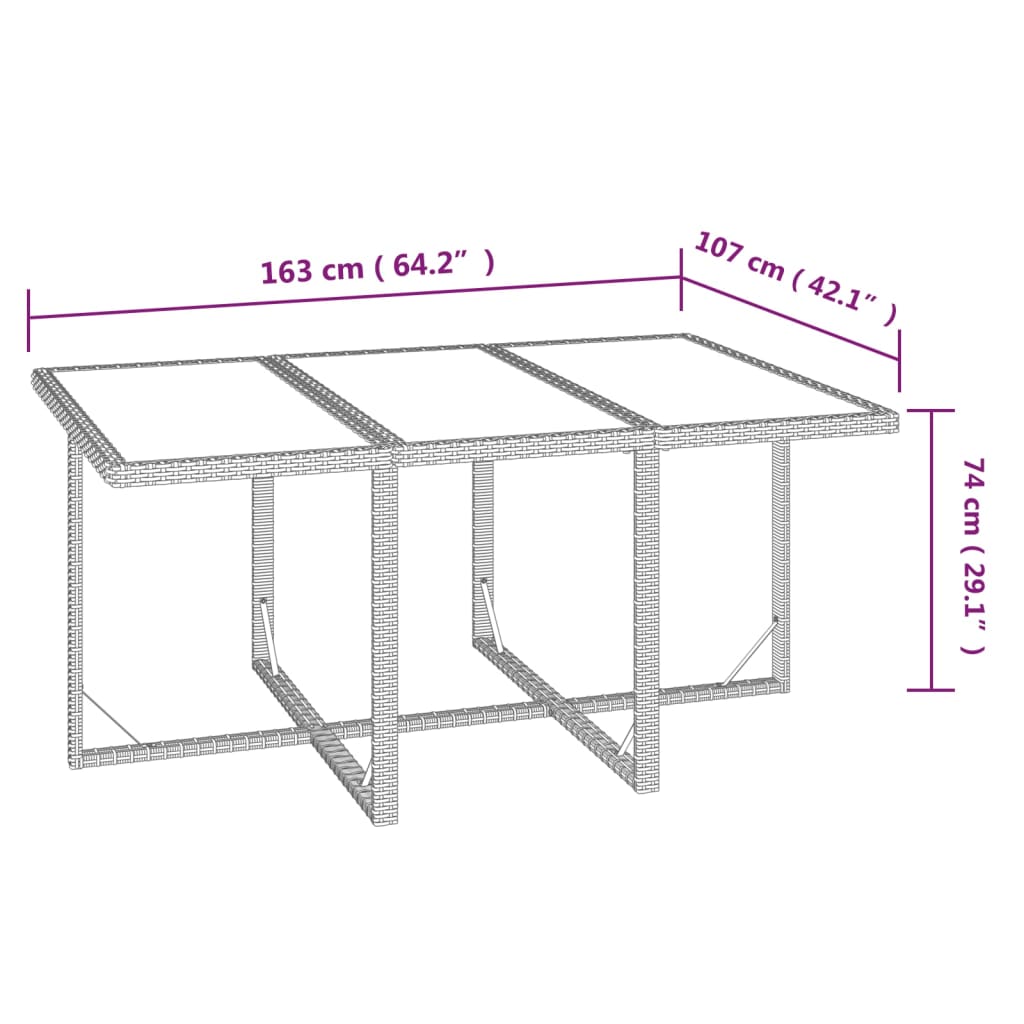 Set comedor de jardín 7 pzas con cojines ratán sintético beige vidaXL