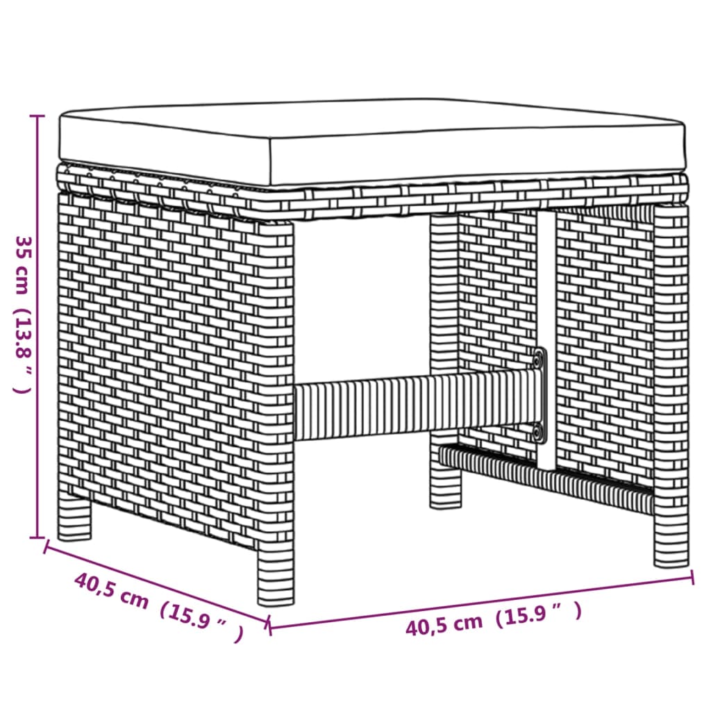 Set de comedor jardín 21 pzas con cojines ratán sintético negro vidaXL