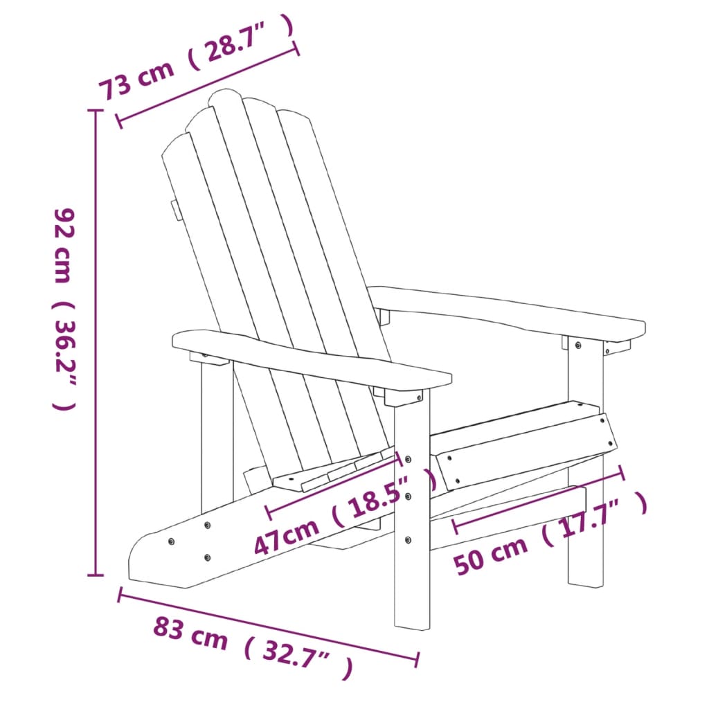 Adirondack Gartenstühle 2 weiße HDPE -Einheiten