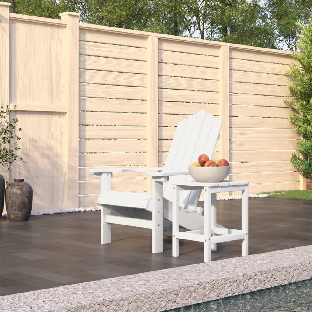 Vetonek Silla de jardín Adirondack con mesa HDPE blanco