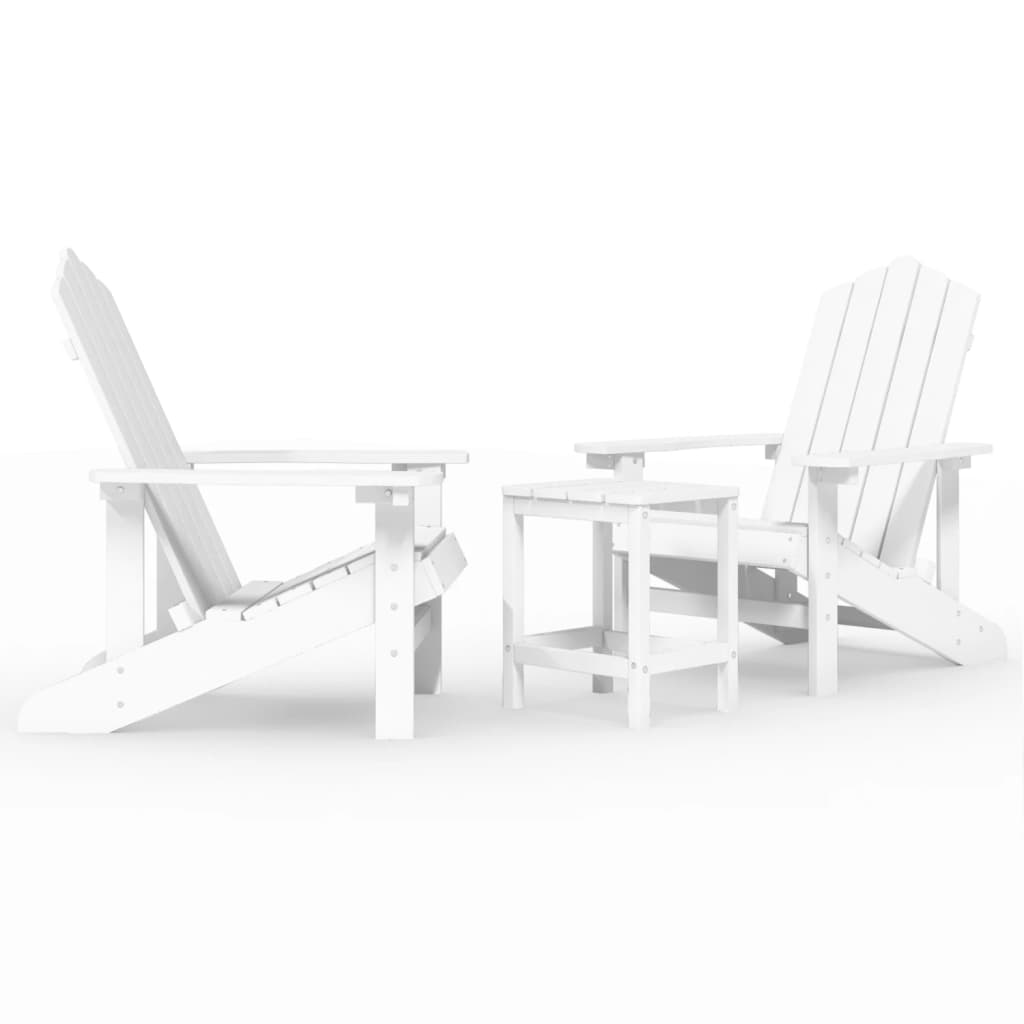 Sillas de jardín Adirondack con mesa HDPE blanco