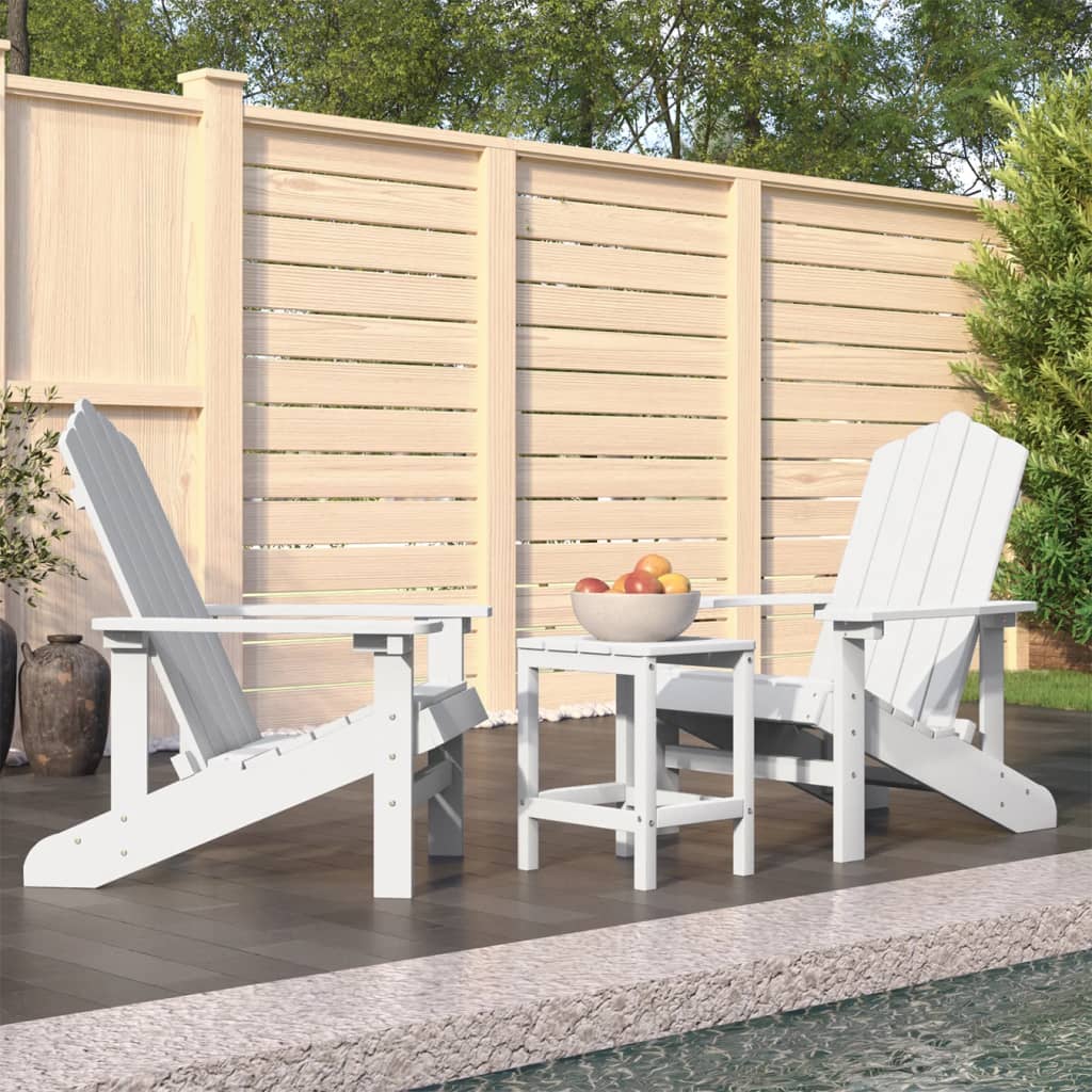 Vetonek Sillas de jardín Adirondack con mesa HDPE blanco