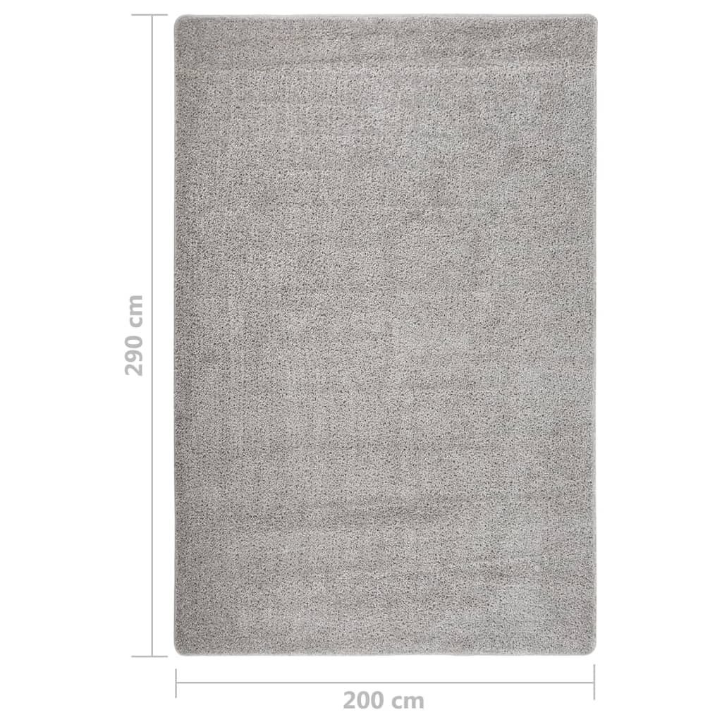 Alfombra peluda antideslizante gris claro 200x290 cm