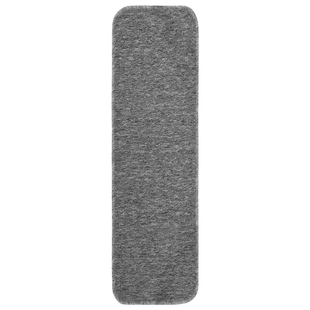 Alfombrillas de escalera 15 uds gris rectangular 75x20 cm