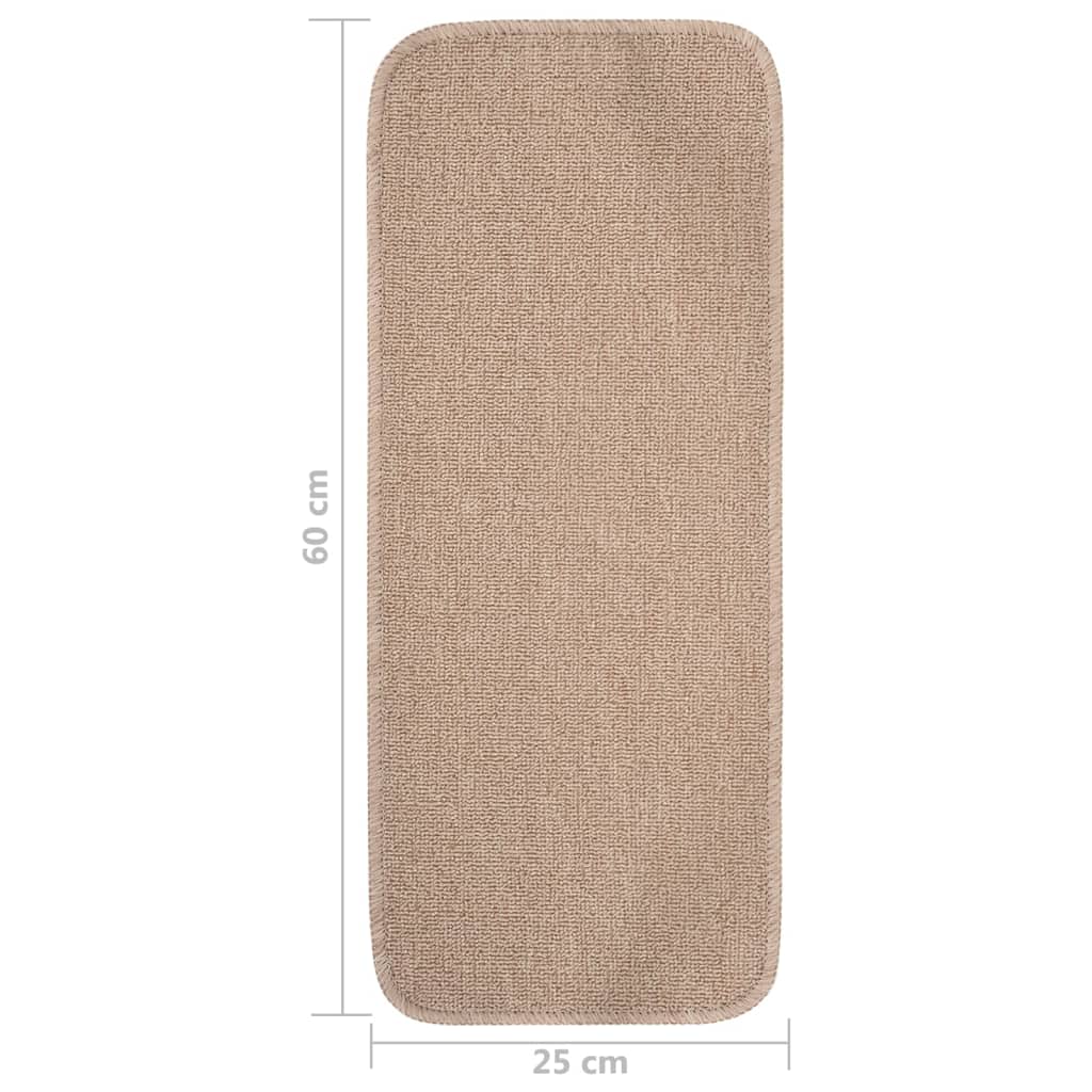 Alfombrillas de escalera 15 uds beige rectangular 60x25 cm