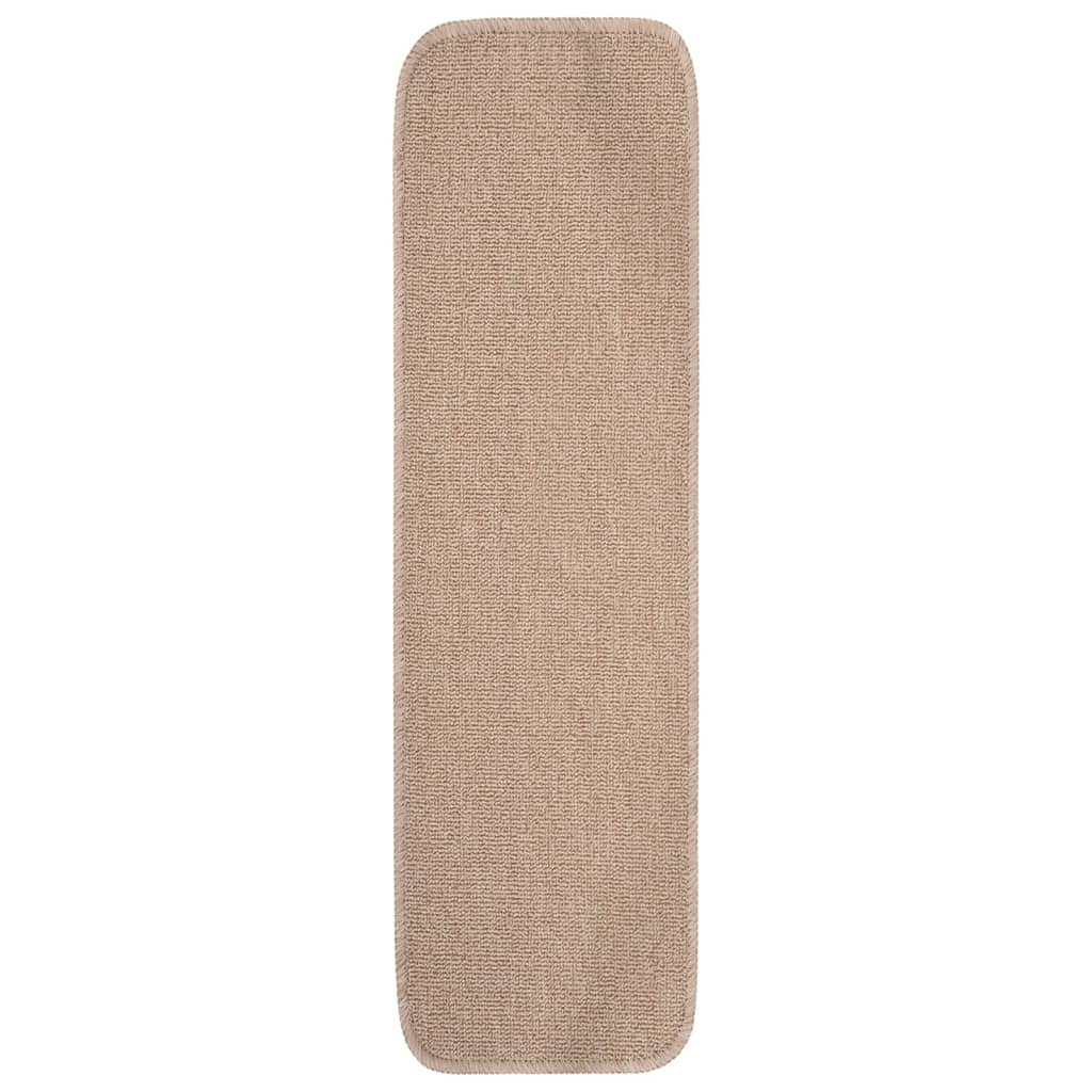 Alfombrillas de escalera 15 uds beige rectangular 75x20 cm