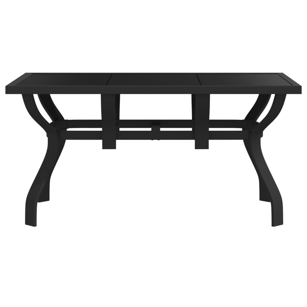 Garden Black and Black Glass Table 140x70x70 cm