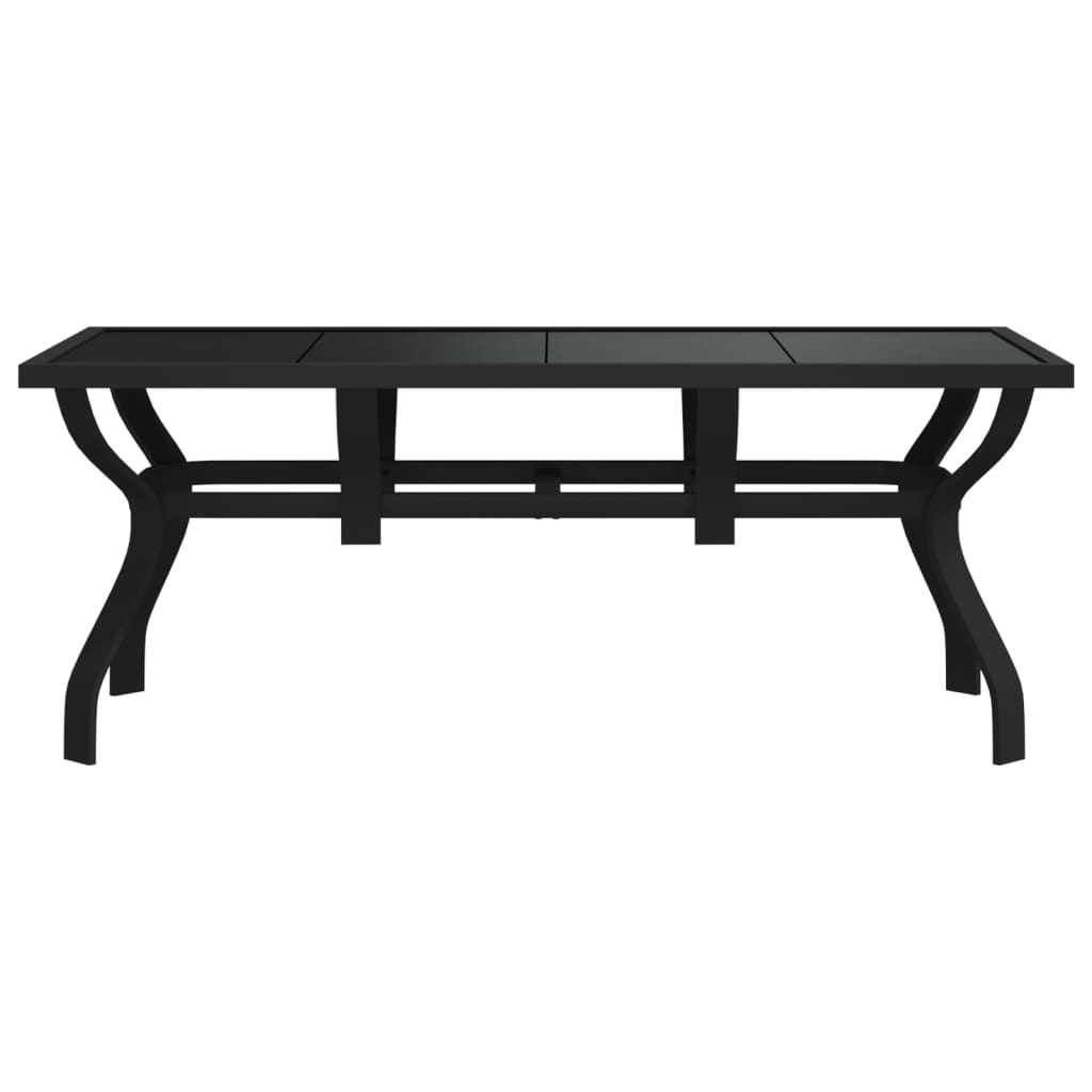 Mesa de jardín acero y vidrio negro 180x80x70 cm vidaXL