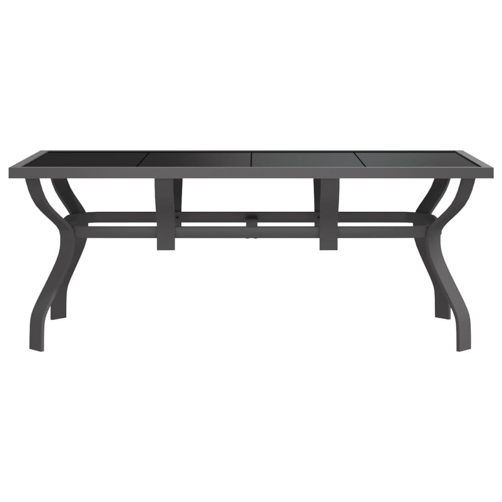 Gray and Black Glass Garden Table 180x80x70 cm