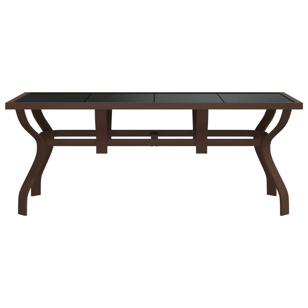 Brown and black steel and black glass table 180x80x70 cm