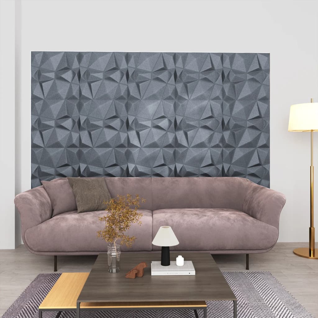 Vetonek Paneles de pared 3D 24 unidades gris diamante 6 m² 50x50 cm