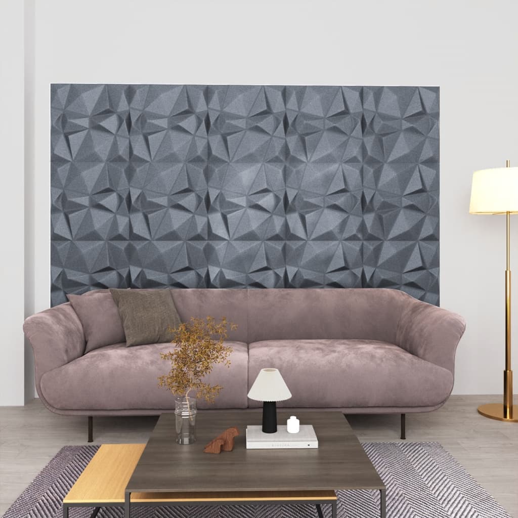 Vetonek Paneles de pared 3D 48 unidades gris diamante 12 m² 50x50 cm