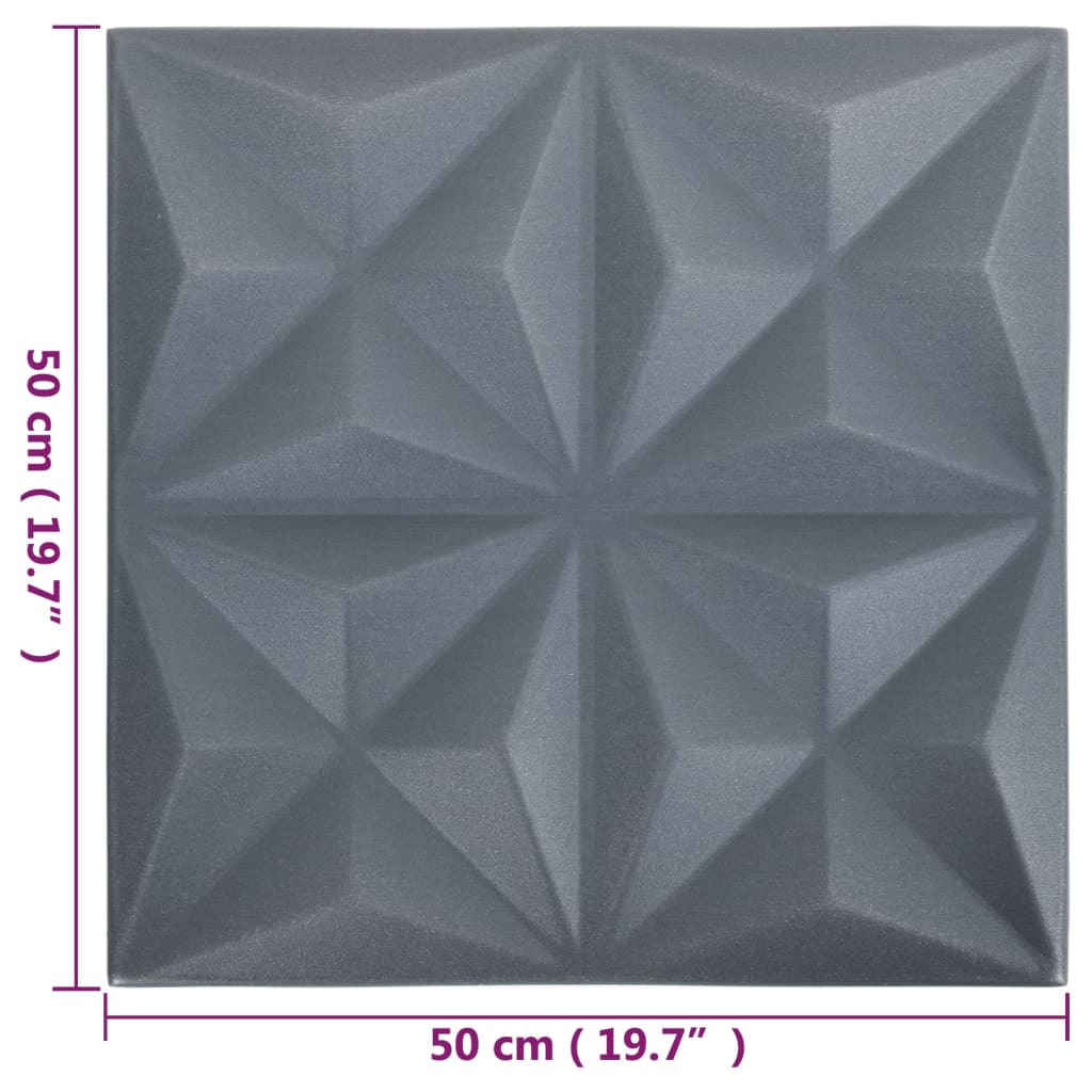 Paneles de pared 3D 24 unidades gris origami 6 m² 50x50 cm