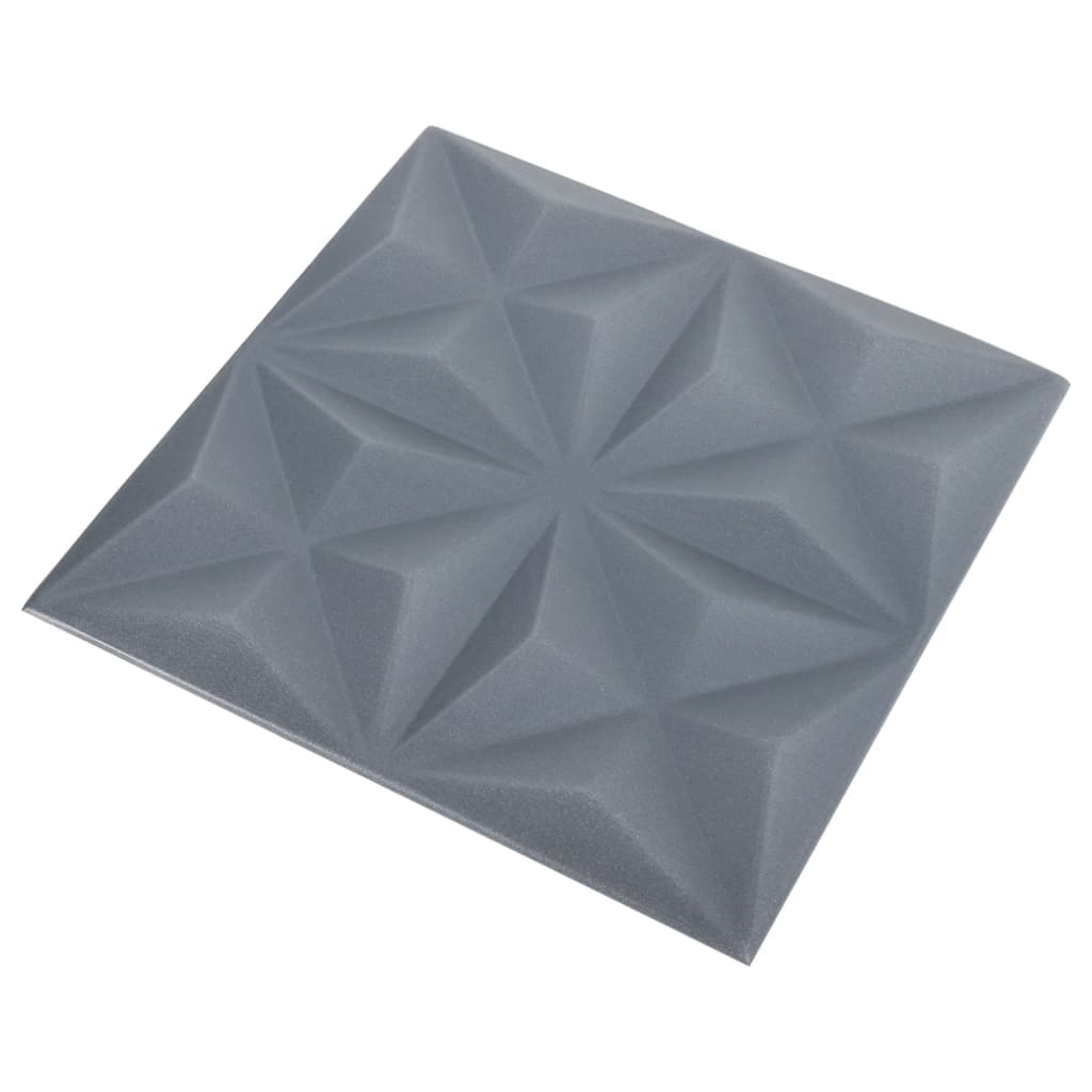 Paneles de pared 3D 48 unidades gris origami 12 m² 50x50 cm V22