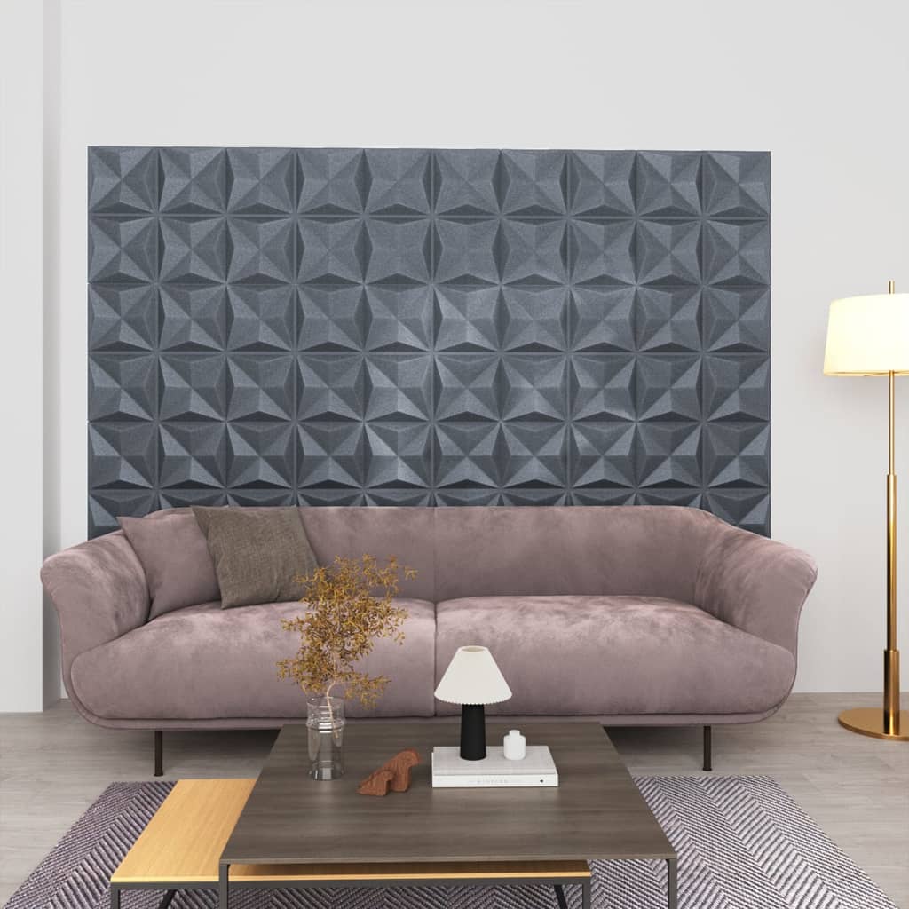 Vetonek Paneles de pared 3D 48 unidades gris origami 12 m² 50x50 cm