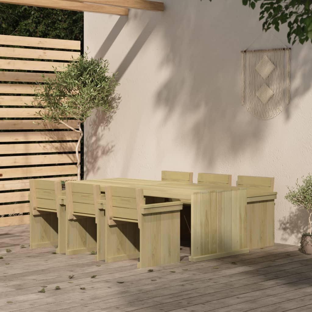 Vetonek Set de comedor de jardín 7 piezas madera pino impregnada