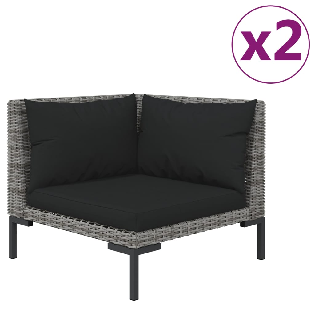 Muebles jardín 3 pzas ratán sintético semicircular gris oscuro vidaXL