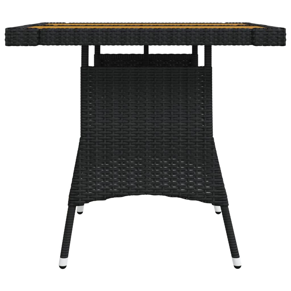 Mesa de jardín ratán sintético y acacia maciza negro 70x70x72cm vidaXL