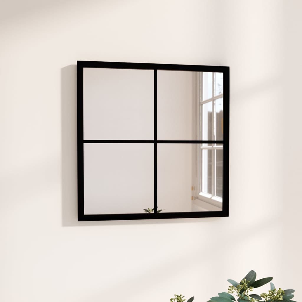 Vetonek Espejo de pared metal negro 40x40 cm