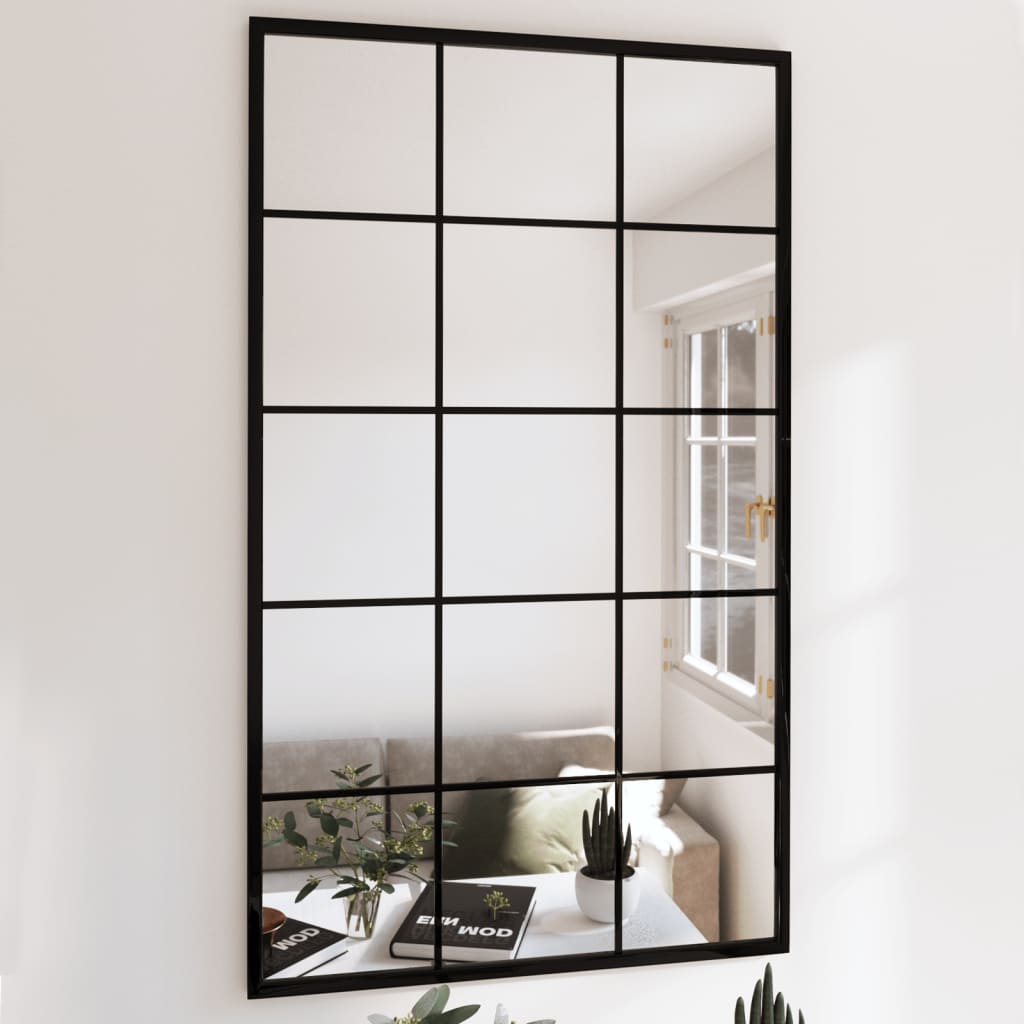 Vetonek Espejo de pared metal negro 100x60 cm