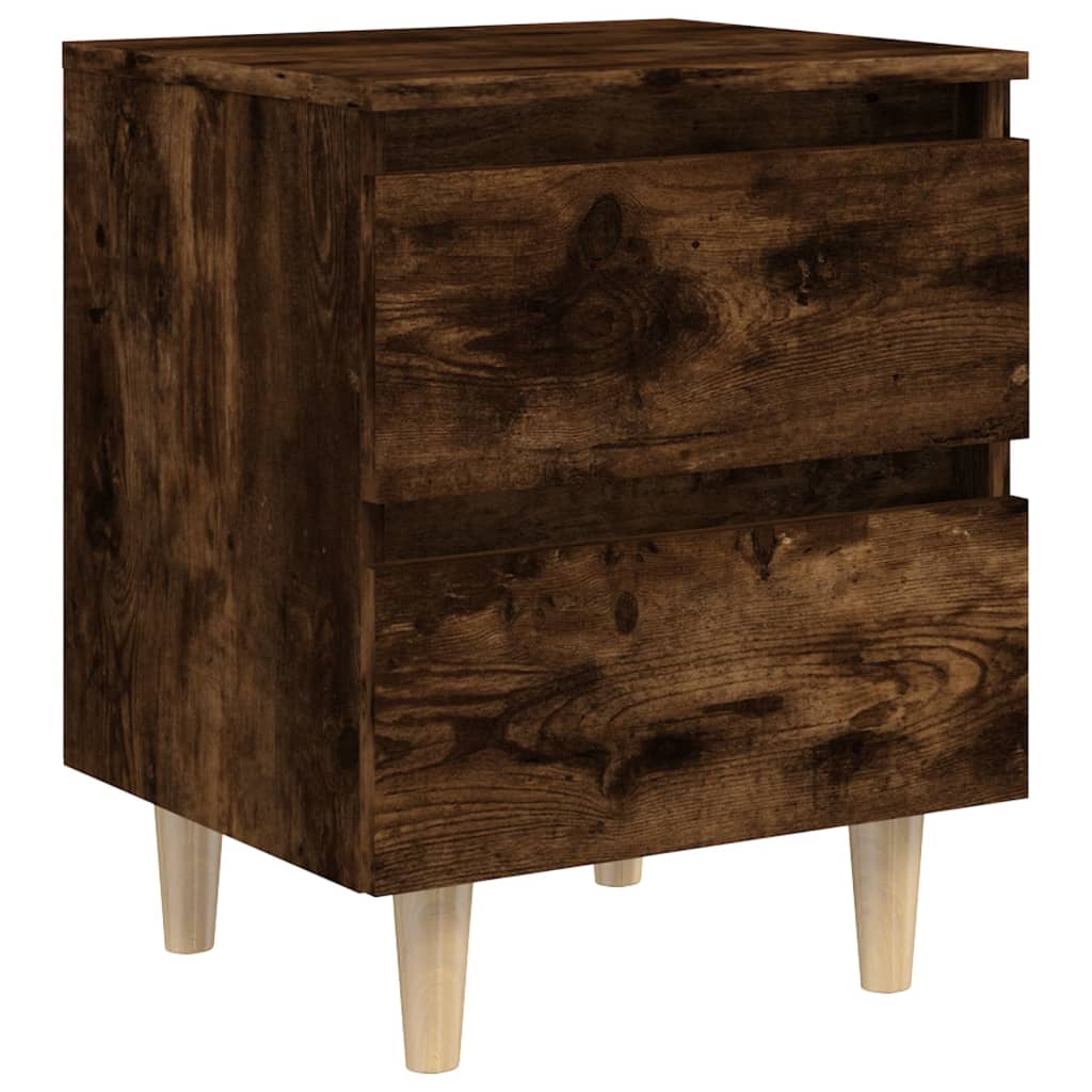 Mesita de noche patas madera maciza roble ahumado 40x35x50 cm vidaXL