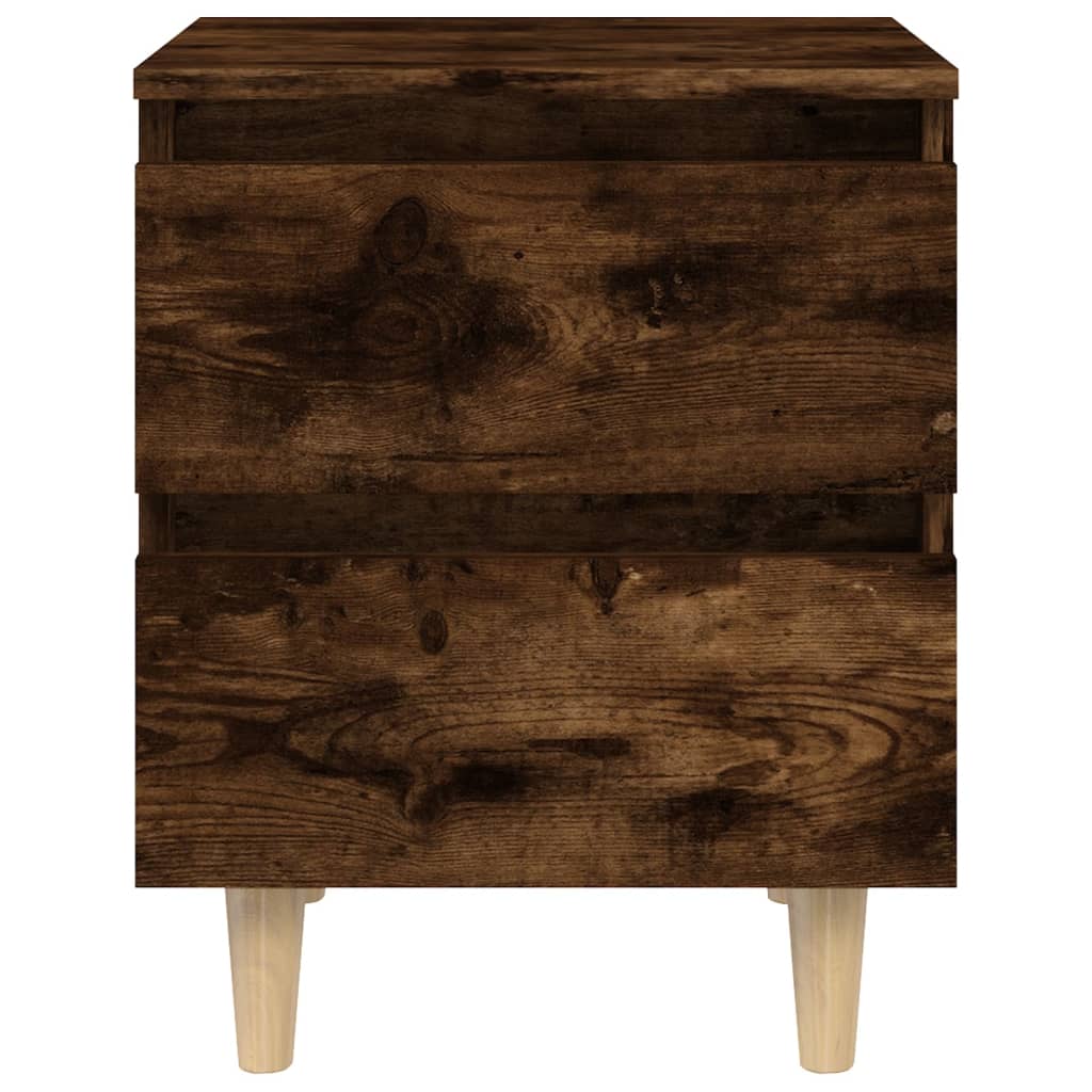 Mesita de noche patas madera maciza roble ahumado 40x35x50 cm vidaXL