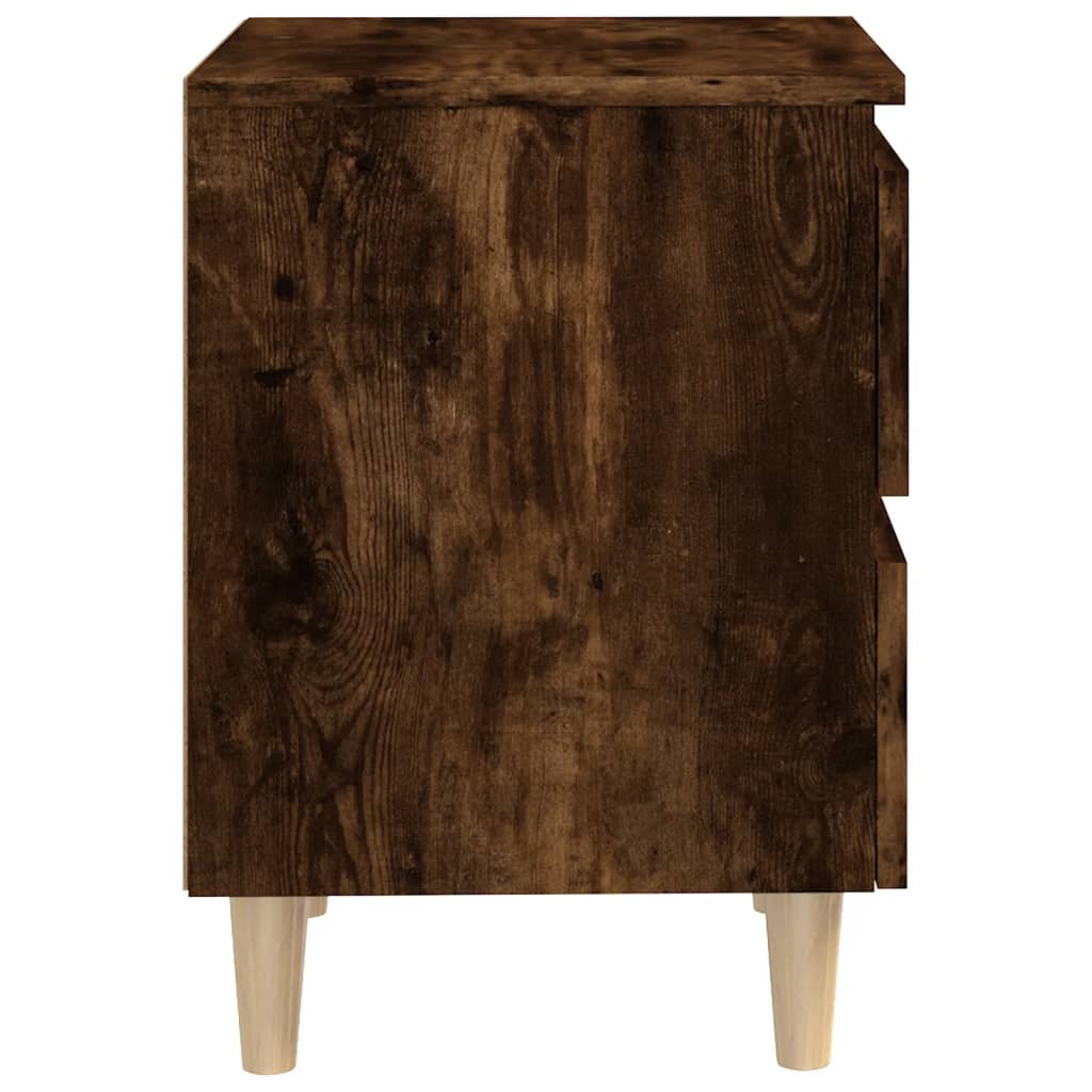 Mesita de noche patas madera maciza roble ahumado 40x35x50 cm vidaXL