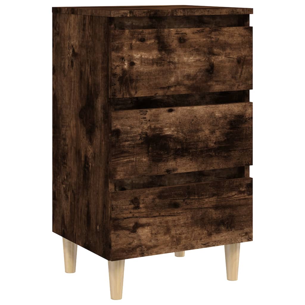 Mesita de noche patas madera maciza roble ahumado 40x35x69 cm vidaXL