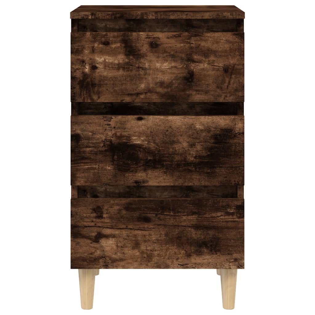 Mesita de noche patas madera maciza roble ahumado 40x35x69 cm vidaXL