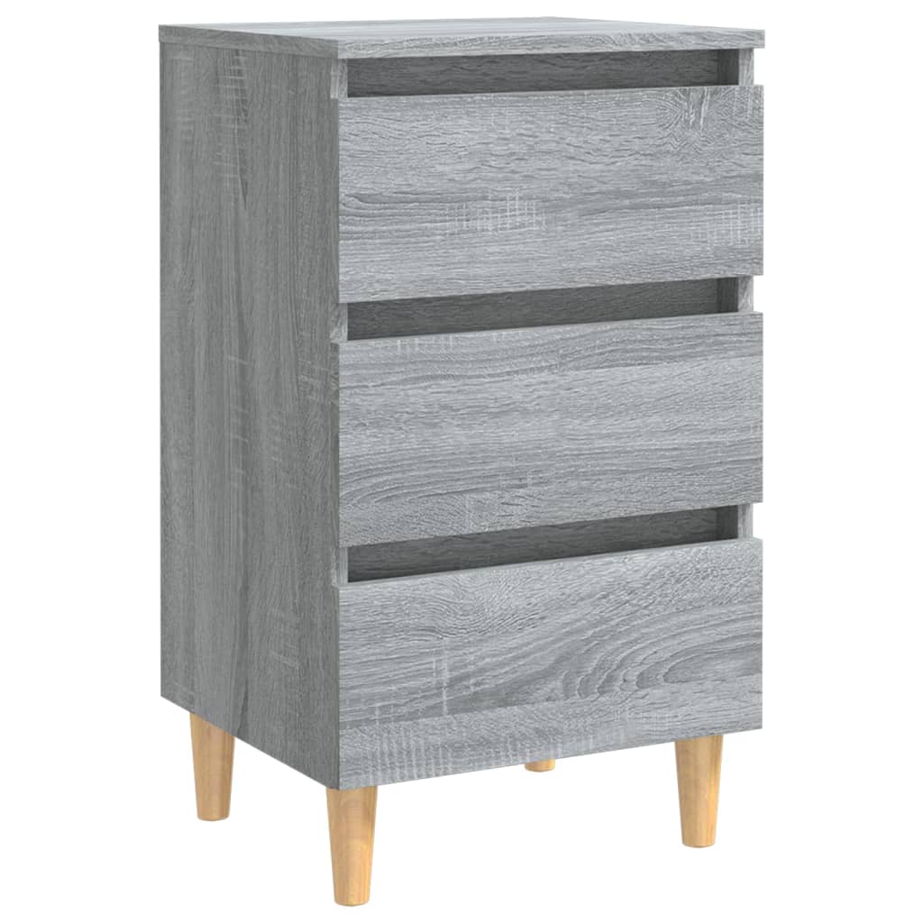 Mesita de noche con patas madera maciza gris Sonoma 40x35x69 cm vidaXL