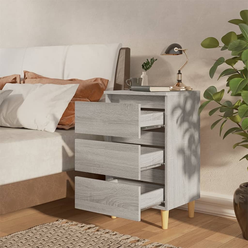 Mesita de noche con patas madera maciza gris Sonoma 40x35x69 cm vidaXL