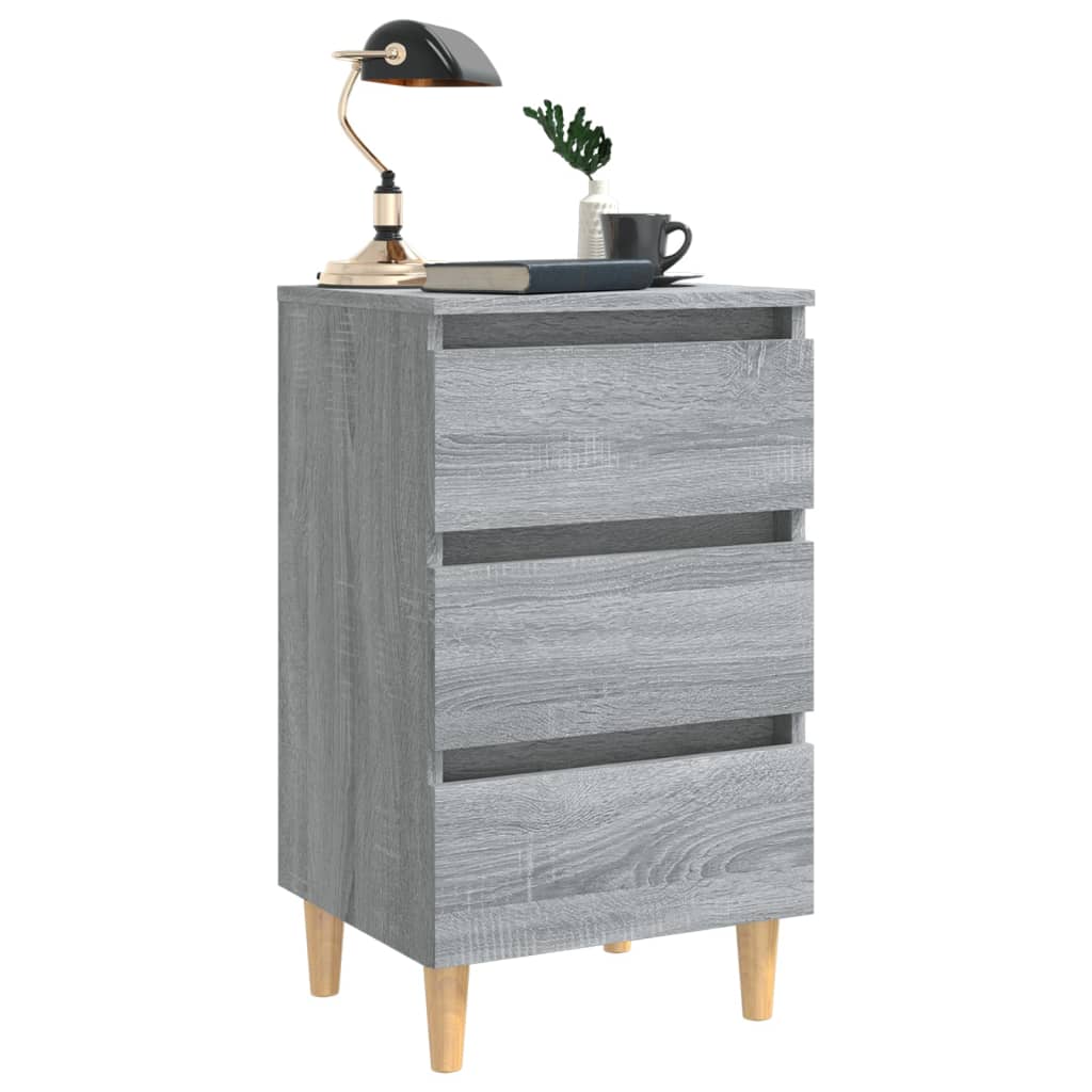 Mesita de noche con patas madera maciza gris Sonoma 40x35x69 cm vidaXL