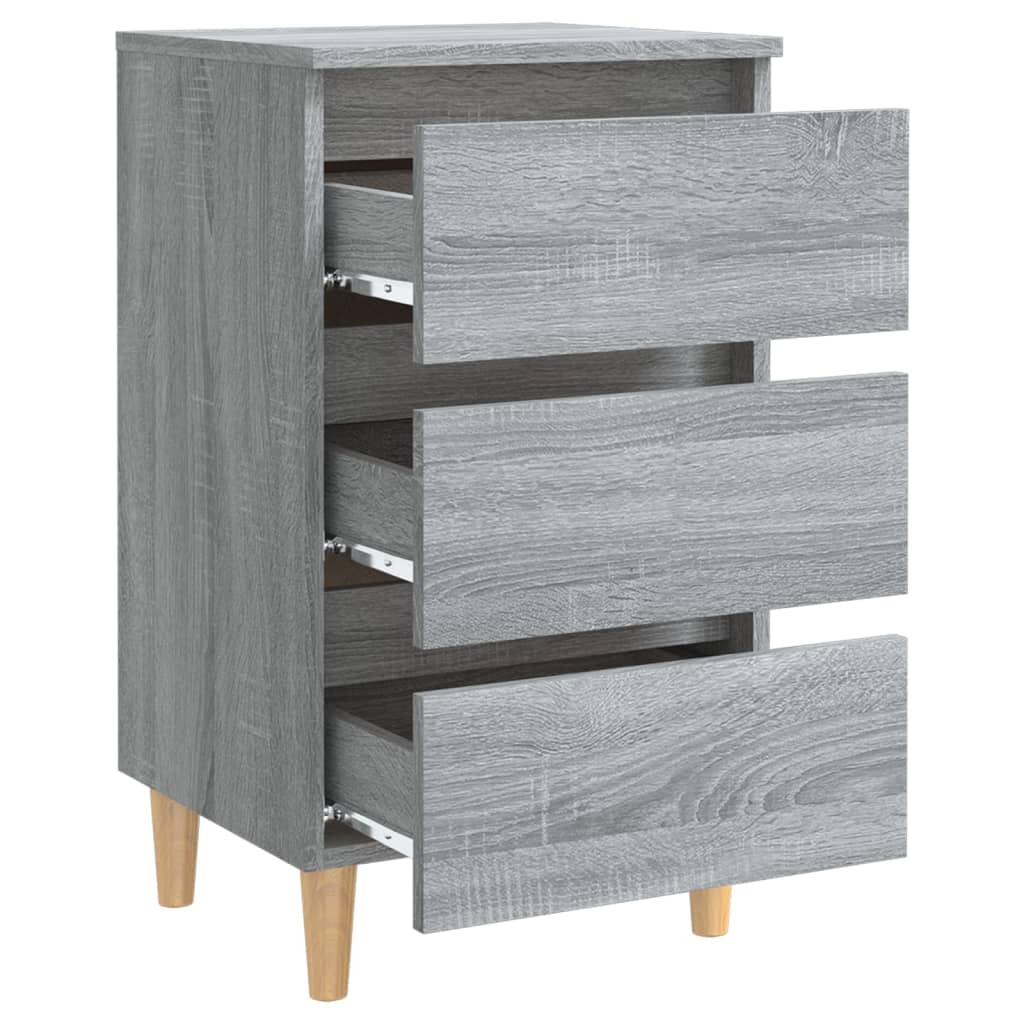 Mesita de noche con patas madera maciza gris Sonoma 40x35x69 cm vidaXL