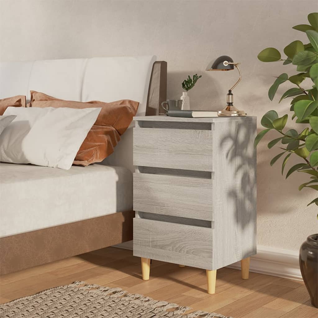 Vetonek Mesitas de noche 2 uds con patas madera gris Sonoma 40x35x69 cm